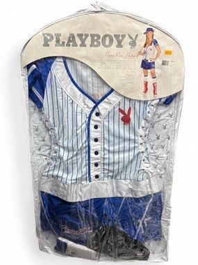 Officially licensed PLAYBOY Blue Pinstripe Baseball Home Run Hottie Costume
